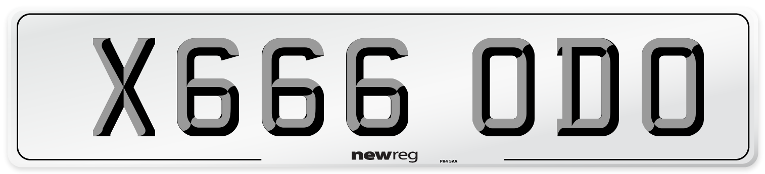 X666 ODO Number Plate from New Reg